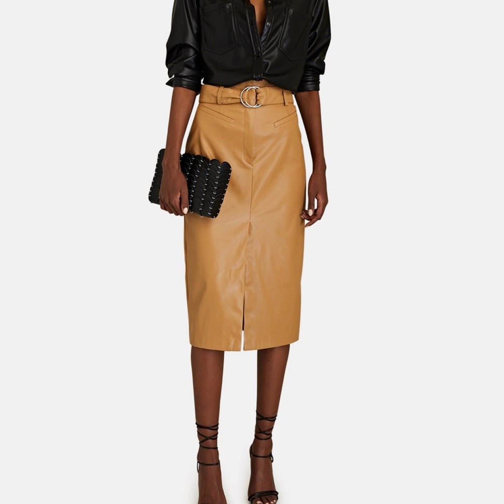 NWT vegan camel colored leather skirt